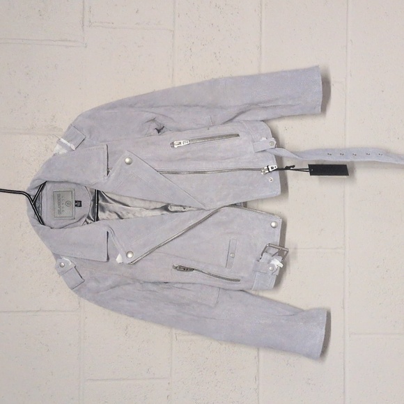 Blank NYC Cloud Grey Leather Moto Jacket Size Small NWT - Picture 3 of 9